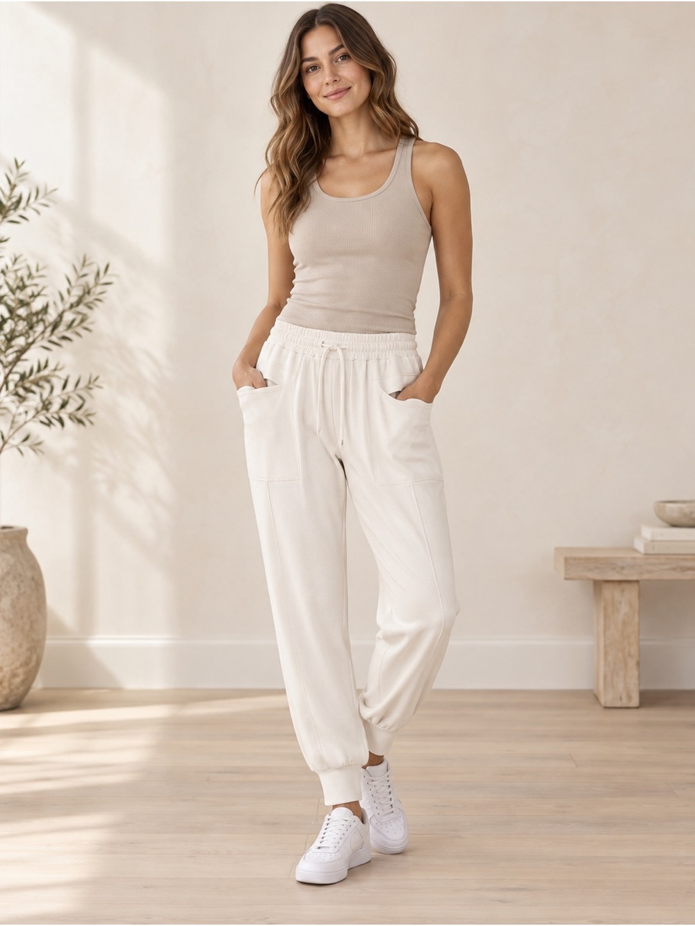 Daily Practice Ivory Pocket Jogger Pants Size Medium